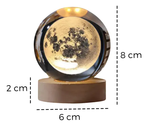Foto Luminária bola de Cristal 3D desenho Lua